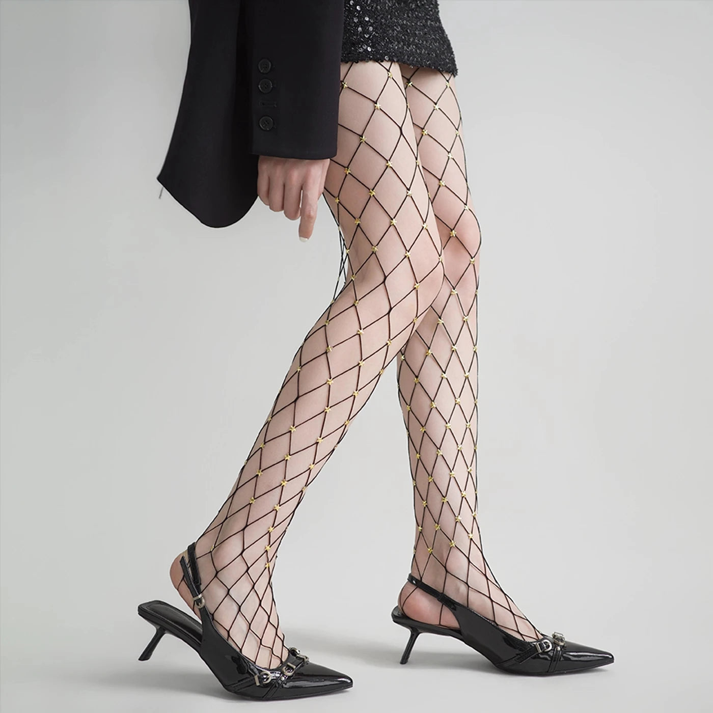 Embellished Stars Fishnet Tights