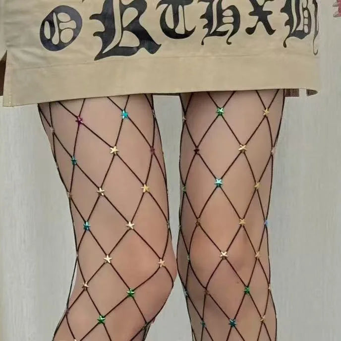 Embellished Stars Fishnet Tights