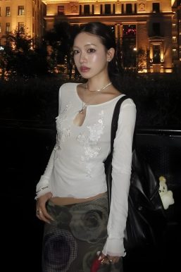 Embroidered Long Sleeve Top