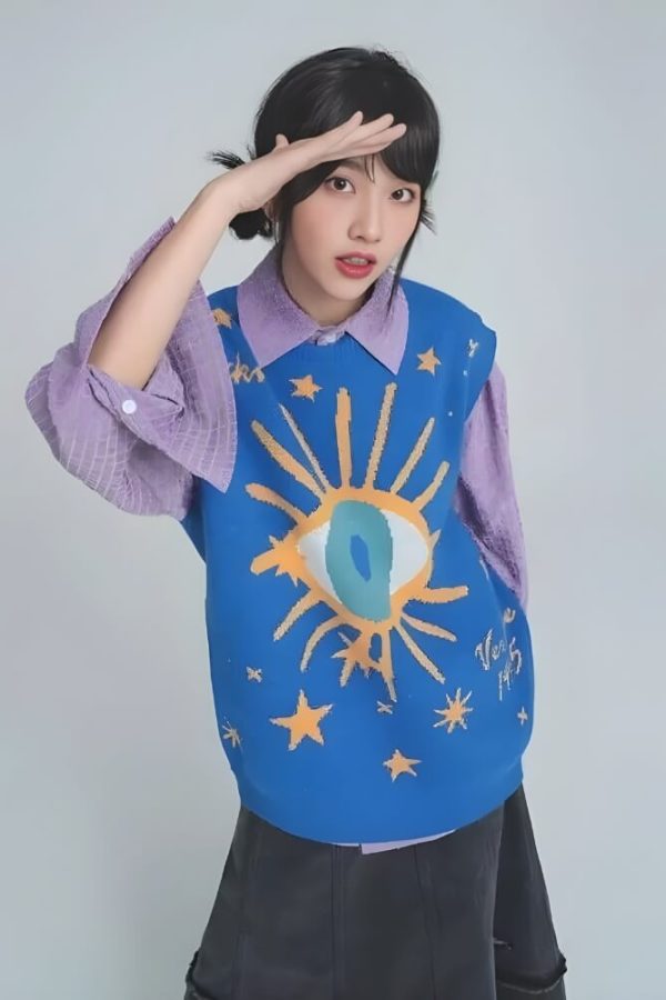 Stylish Fall Sweater Outfits Featuring the Eye Sweater Vest