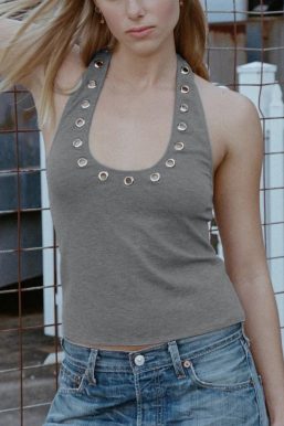 Eyelet Halter Neck Top