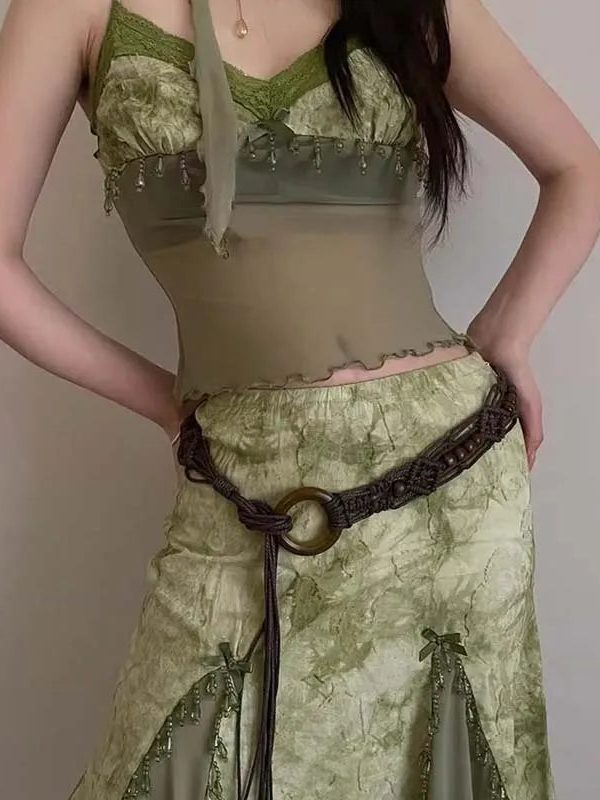 Fairy Grunge Beaded Macrame Belt