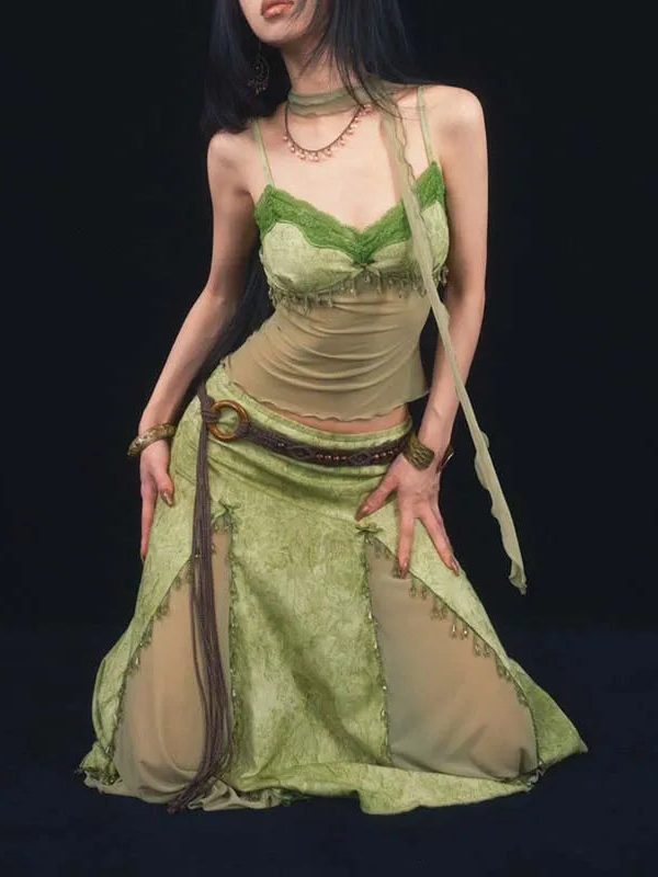 Fairy Grunge Beaded Macrame Belt