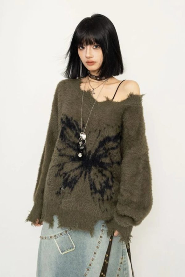 Fairy Grunge Butterfly Fluffy Sweater