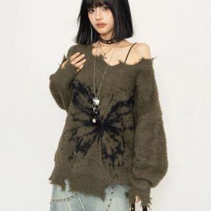Fairy Grunge Butterfly Fluffy Sweater
