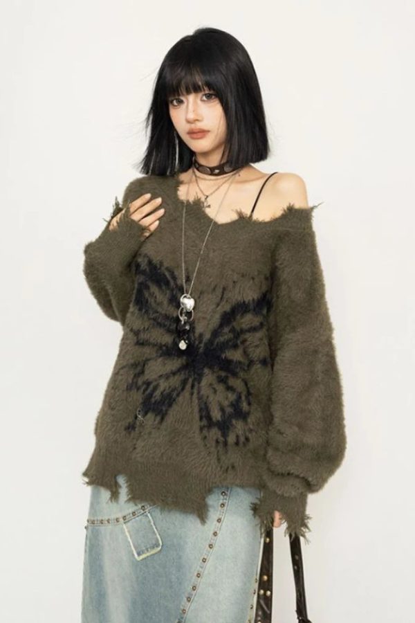 Fairy Grunge Butterfly Fluffy Sweater