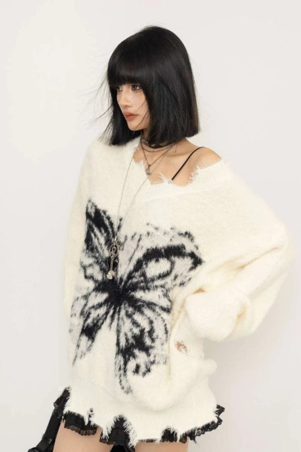 Fairy Grunge Butterfly Fluffy Sweater