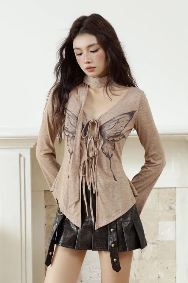 Fairy Grunge Butterfly Open Front Top