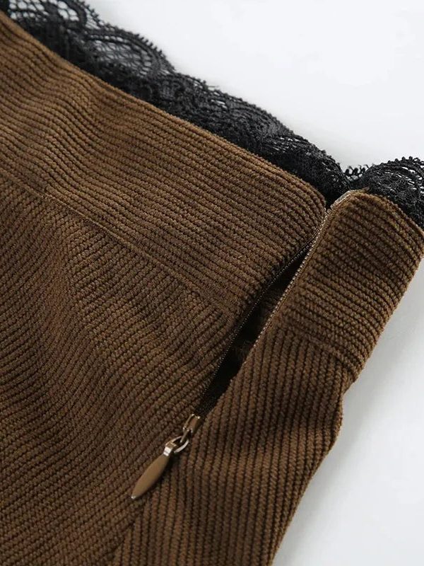 Fairy Grunge Corduroy Midi Skirt