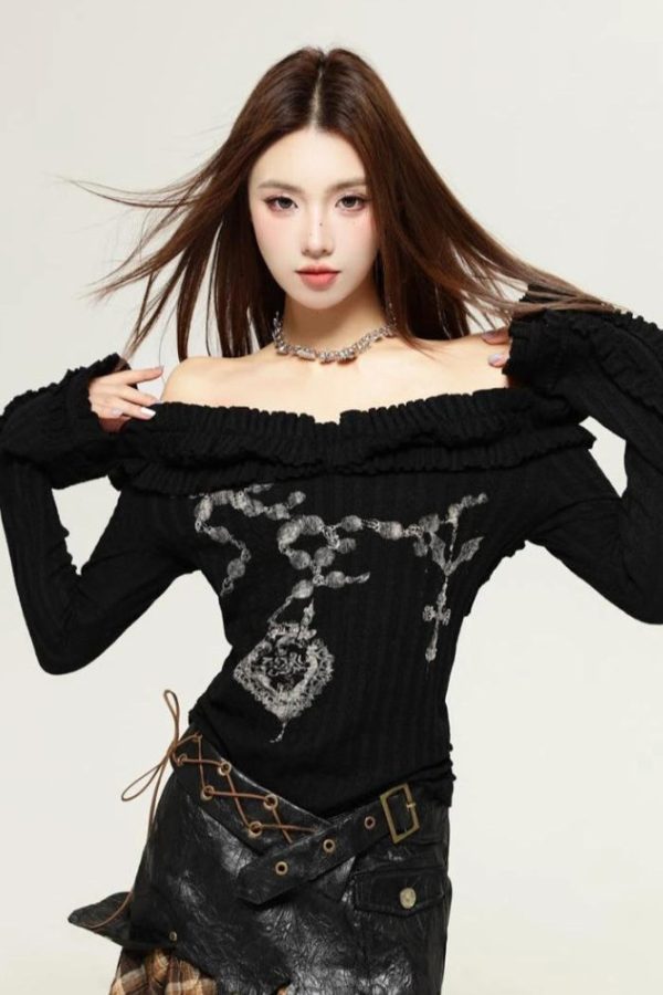 Fairy Grunge Cut Out Shoulder Top