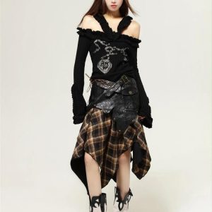 Fairy Grunge Cut Out Shoulder Top