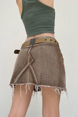 Fairy Grunge Distressed Patchwork Mini Skirt