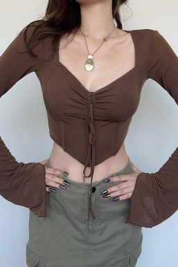 Fairy Grunge Flared Sleeve Crop Top