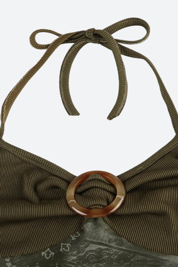 Fairy Grunge Floral Halter Neck Top