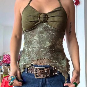 Fairy Grunge Floral Halter Neck Top