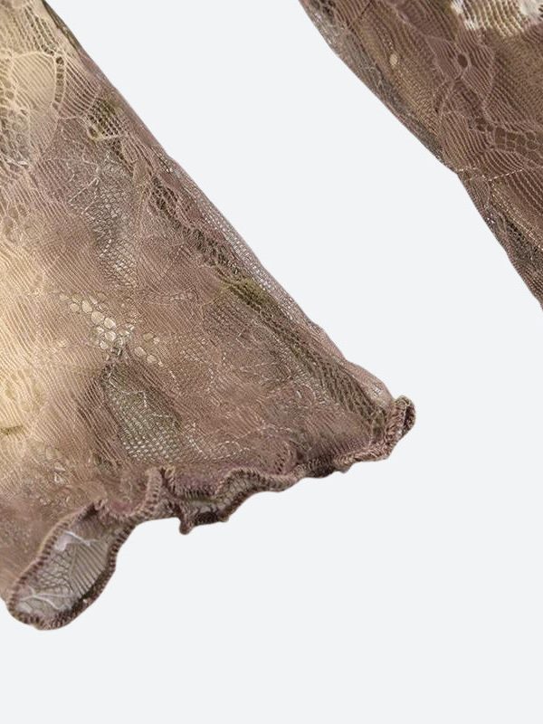 Fairy Grunge Floral Off Shoulder Lace Top