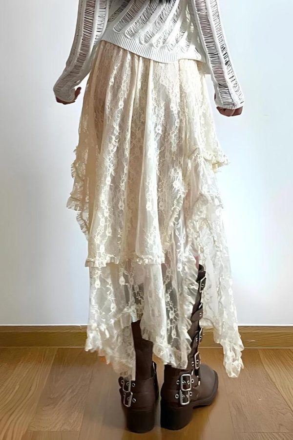 Fairy Grunge Lace Midi Skirt