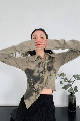 Fairy Grunge Lace Up Asymmetric Cardigan