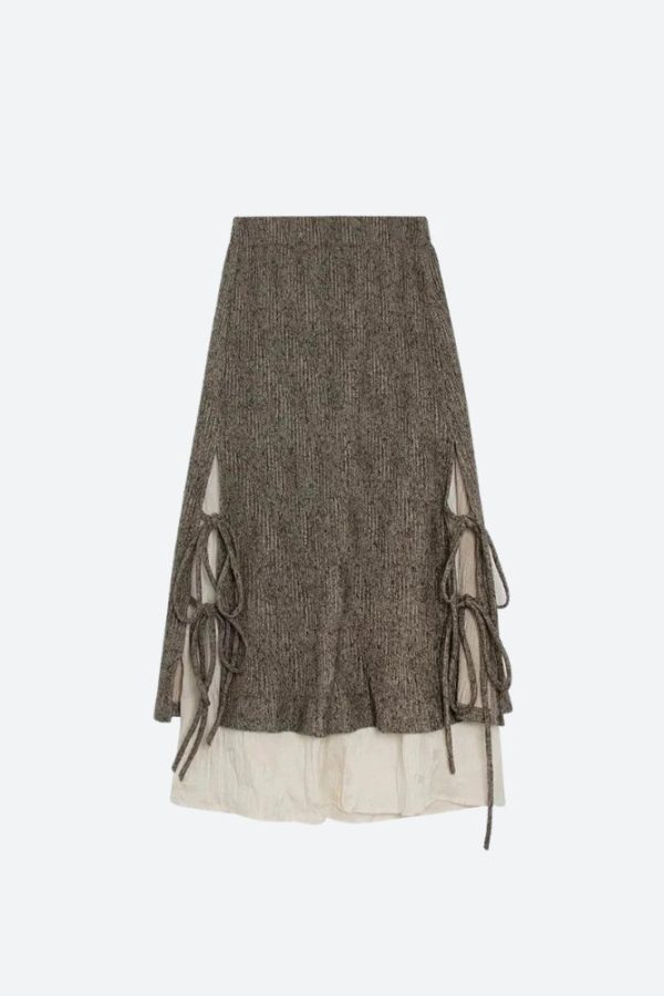 Fairy Grunge Lace Up Midi Skirt