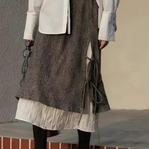 Fairy Grunge Lace Up Midi Skirt