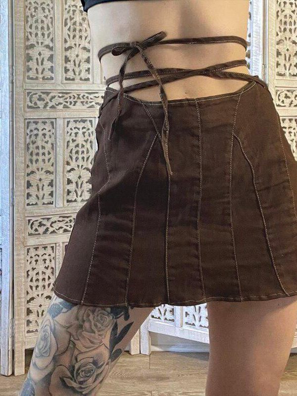 Fairy Grunge Lace Up Mini Skort
