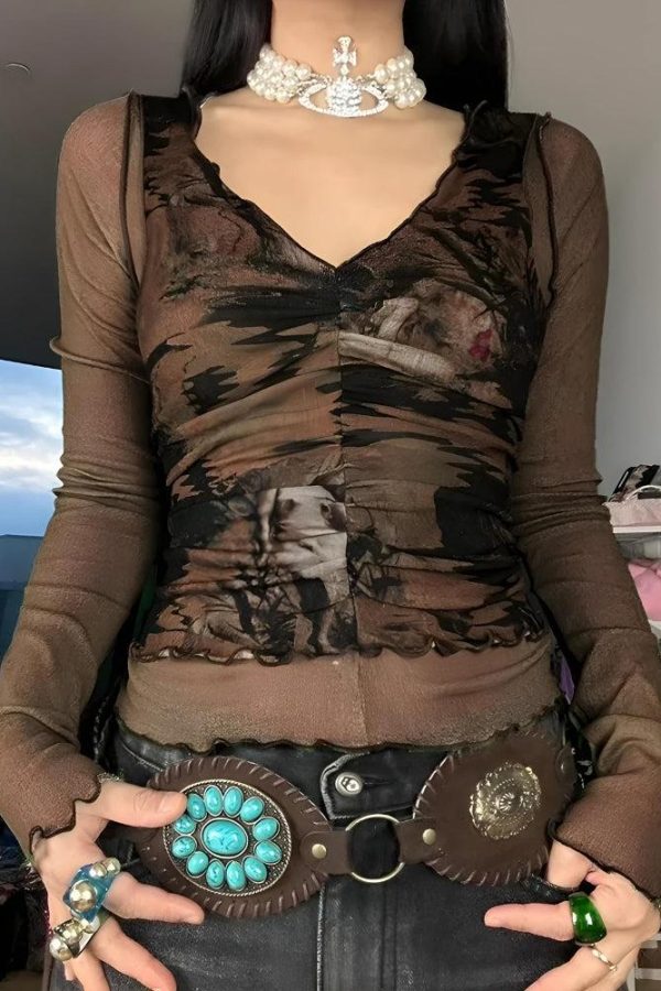 Fairy Grunge Mesh Sheer Top