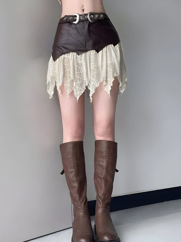 Fairy Grunge Patchwork Lace Mini Skirt