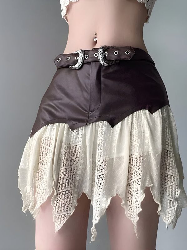 Fairy Grunge Patchwork Lace Mini Skirt