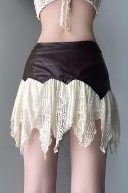 Fairy Grunge Patchwork Lace Mini Skirt