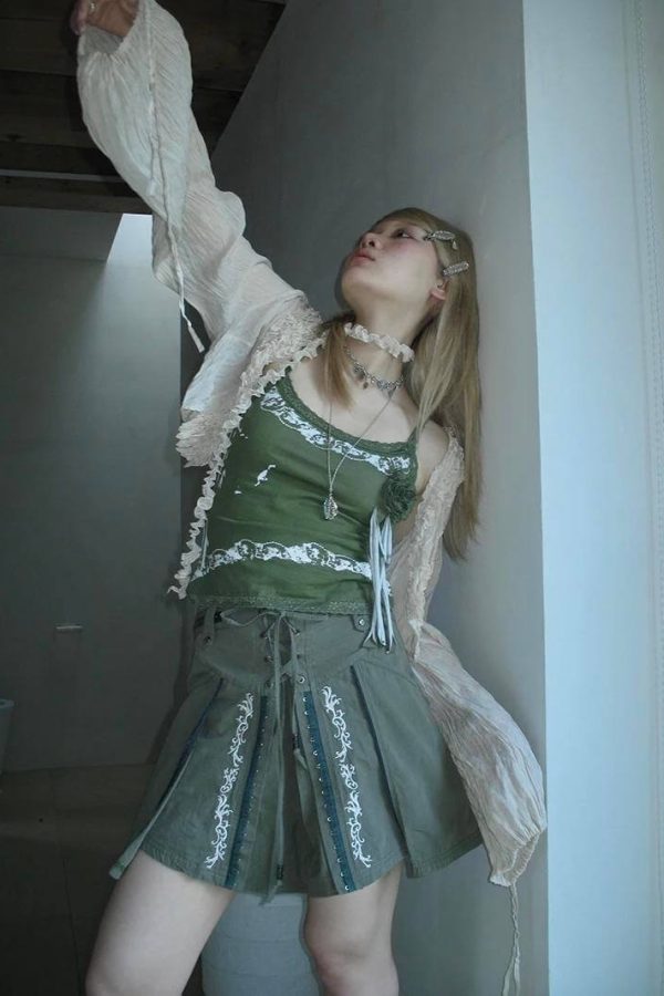 Fairy Grunge Ruffled Crop Cardigan