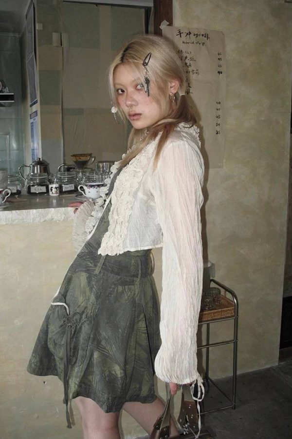 Fairy Grunge Ruffled Crop Cardigan