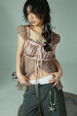 Fairy Grunge Sheer Ruched Top
