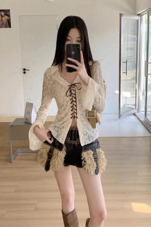 Fairy Grunge Transparent Lace Blouse