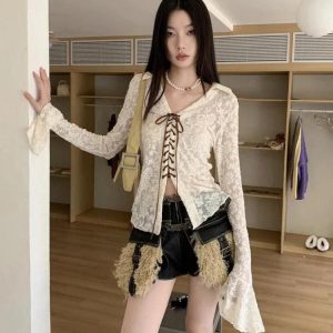 Fairy Grunge Transparent Lace Blouse
