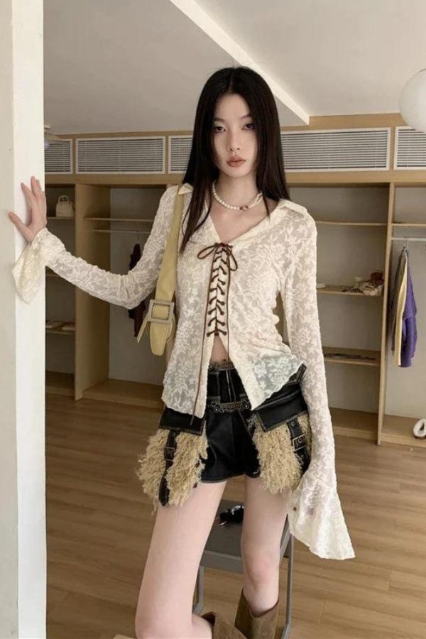 Fairy Grunge Transparent Lace Blouse