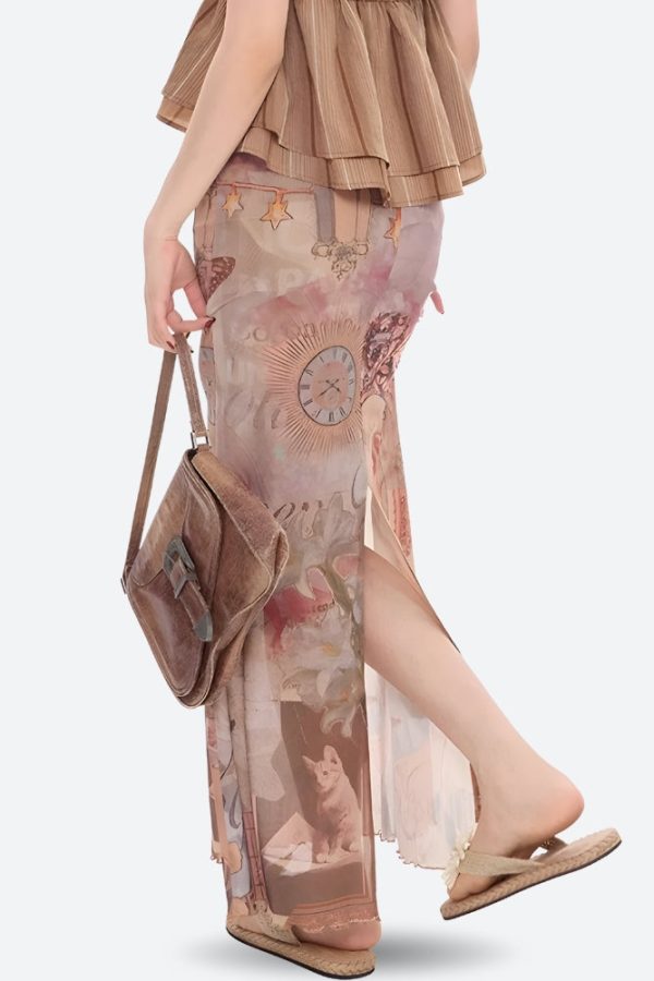 Fairycore Butterfly Mesh Maxi Skirt