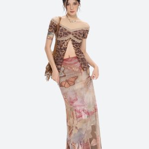 Fairycore Butterfly Mesh Maxi Skirt