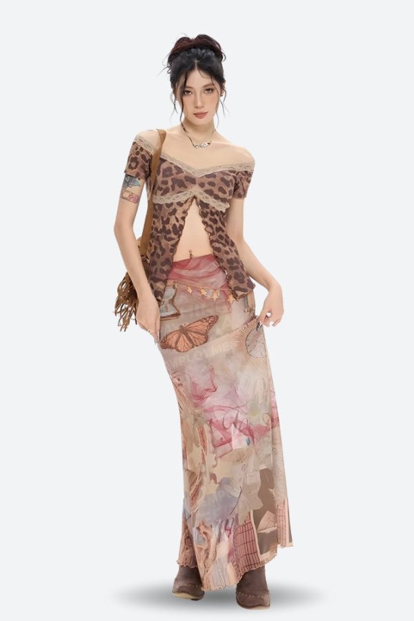Fairycore Butterfly Mesh Maxi Skirt