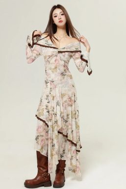 Fairycore Butterfly Off Shoulder Midi Dress