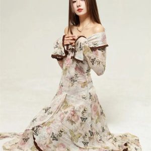 Fairycore Butterfly Off Shoulder Midi Dress