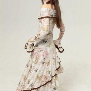 Fairycore Butterfly Off Shoulder Midi Dress