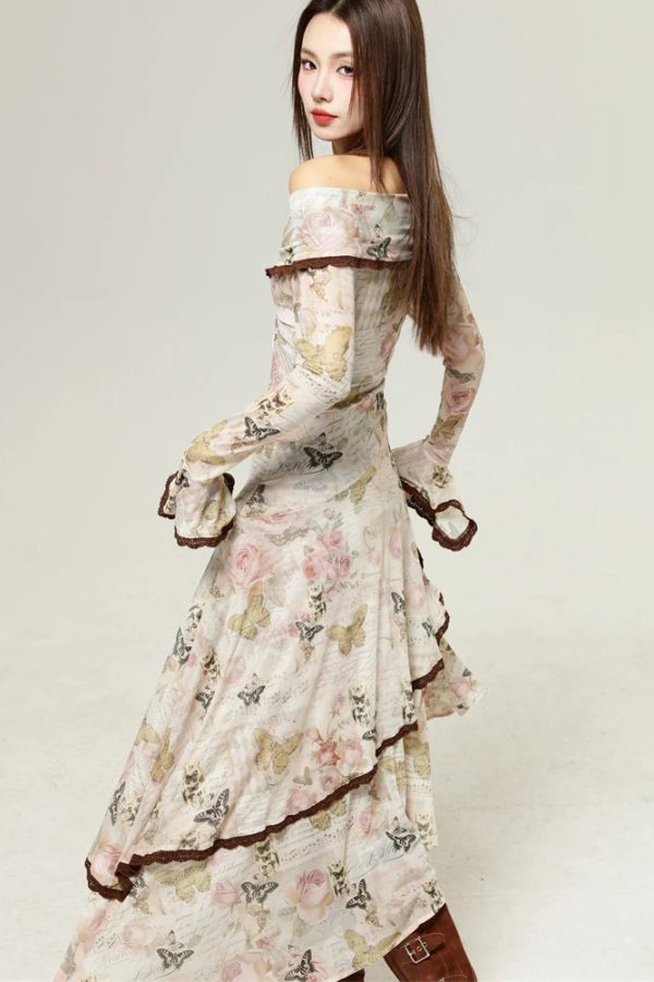 Fairycore Butterfly Off Shoulder Midi Dress