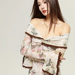 Fairycore Butterfly Off Shoulder Midi Dress