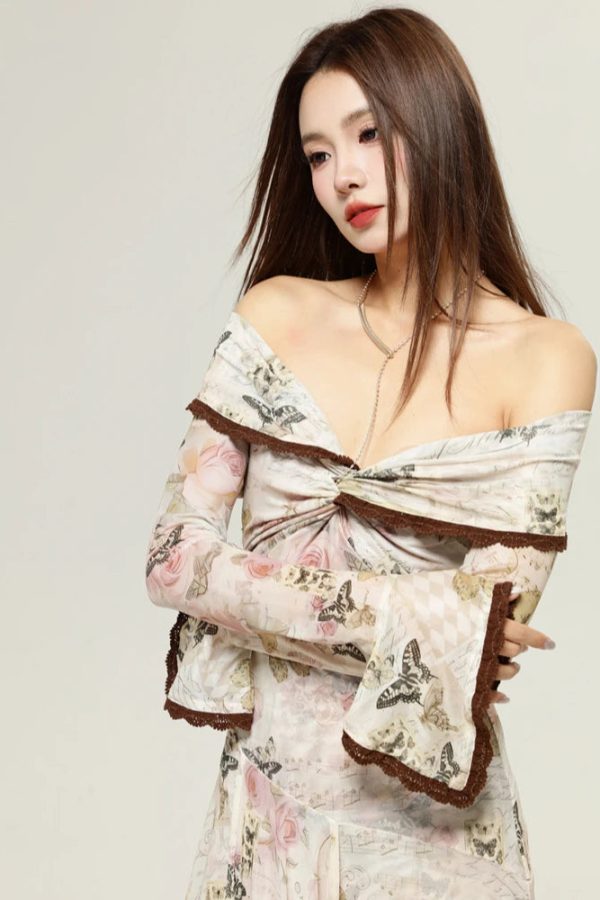 Fairycore Butterfly Off Shoulder Midi Dress