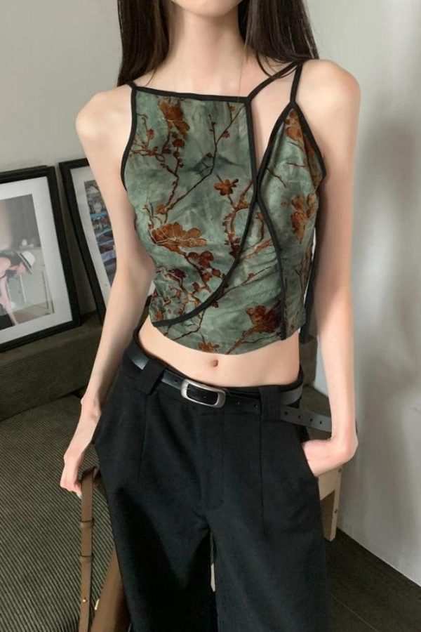 Fairycore Floral Asymmetric Top