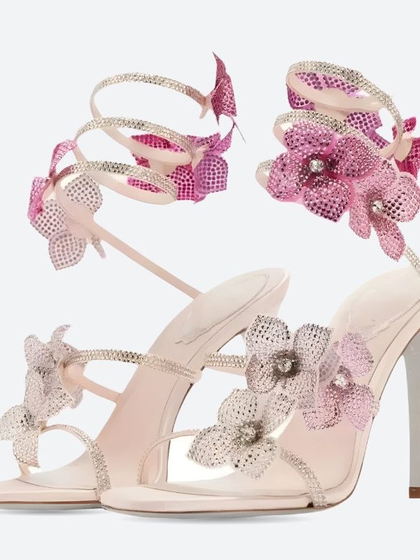 Fairycore Floral Rhinestone Heels