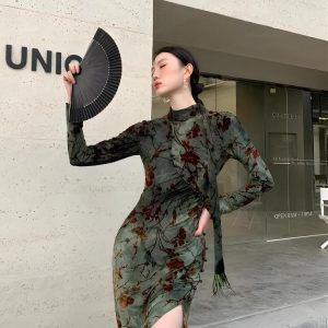 Fairycore Floral Slit Qipao Mini Dress