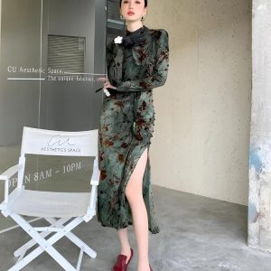 Fairycore Floral Slit Qipao Mini Dress