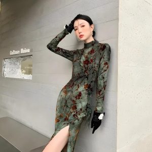 Fairycore Floral Slit Qipao Mini Dress