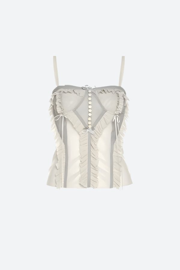 Fairycore Mesh Ruffled Top & Mini Skirt Two Piece Set